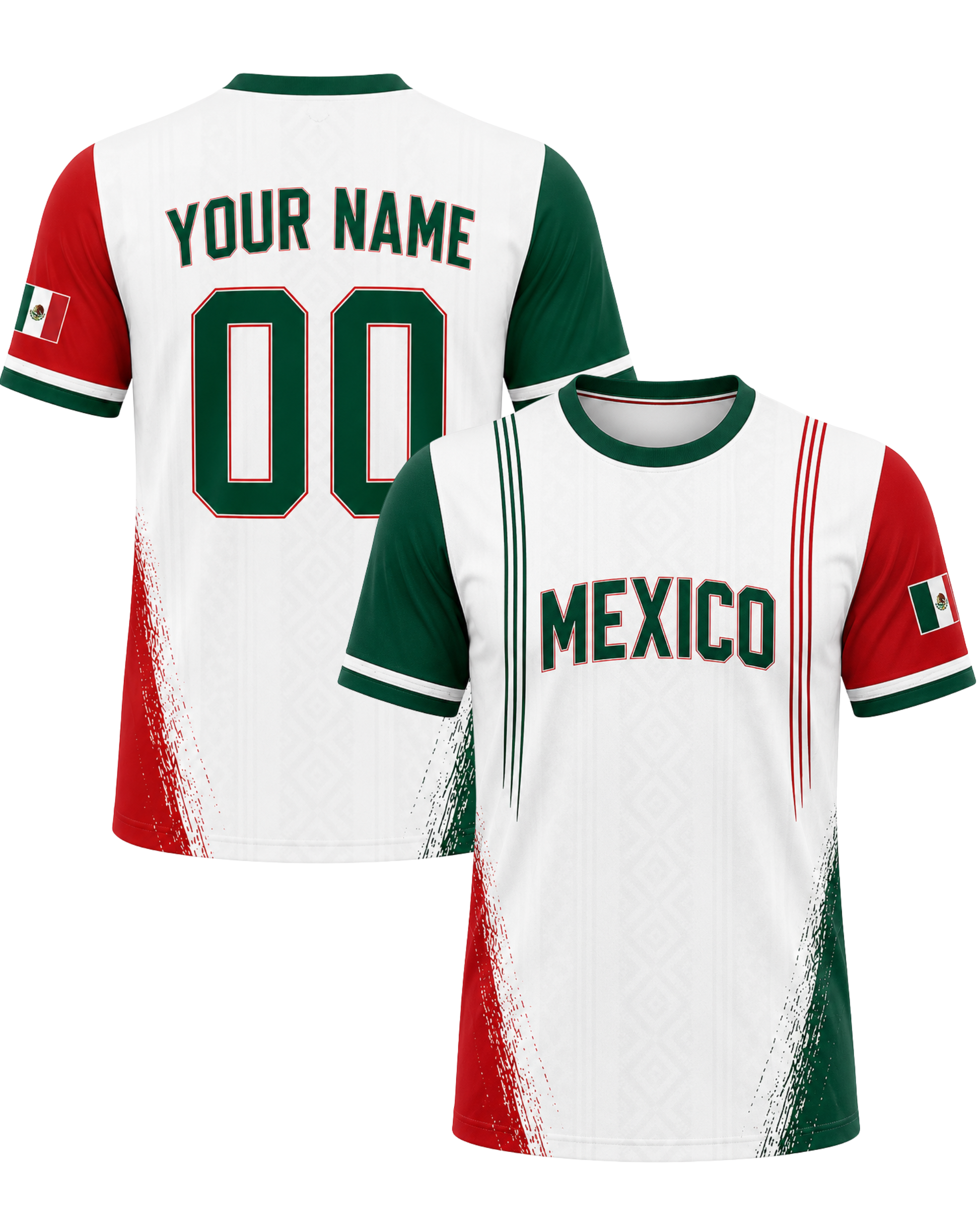 Custom Mexico Soccer Jersey Mexican Fan Asymmetric Flanks – Personalized Name Number