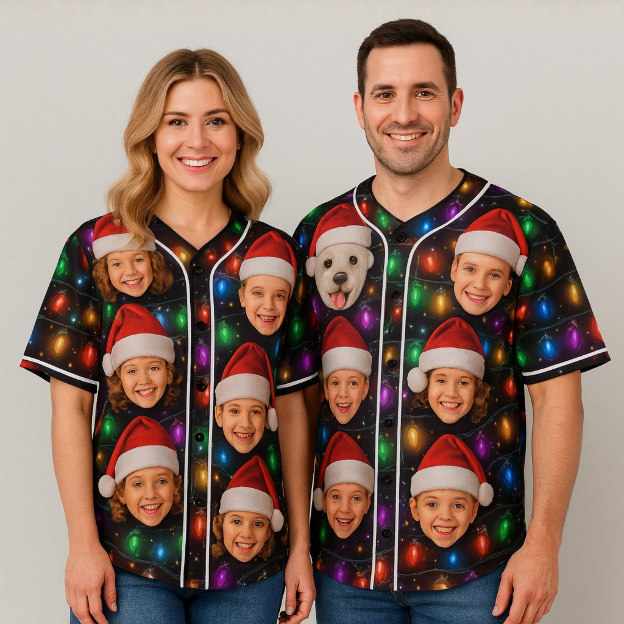Custom Ugly Christmas Baseball Jersey Multicolored with Funny Face  - Design Your Own
