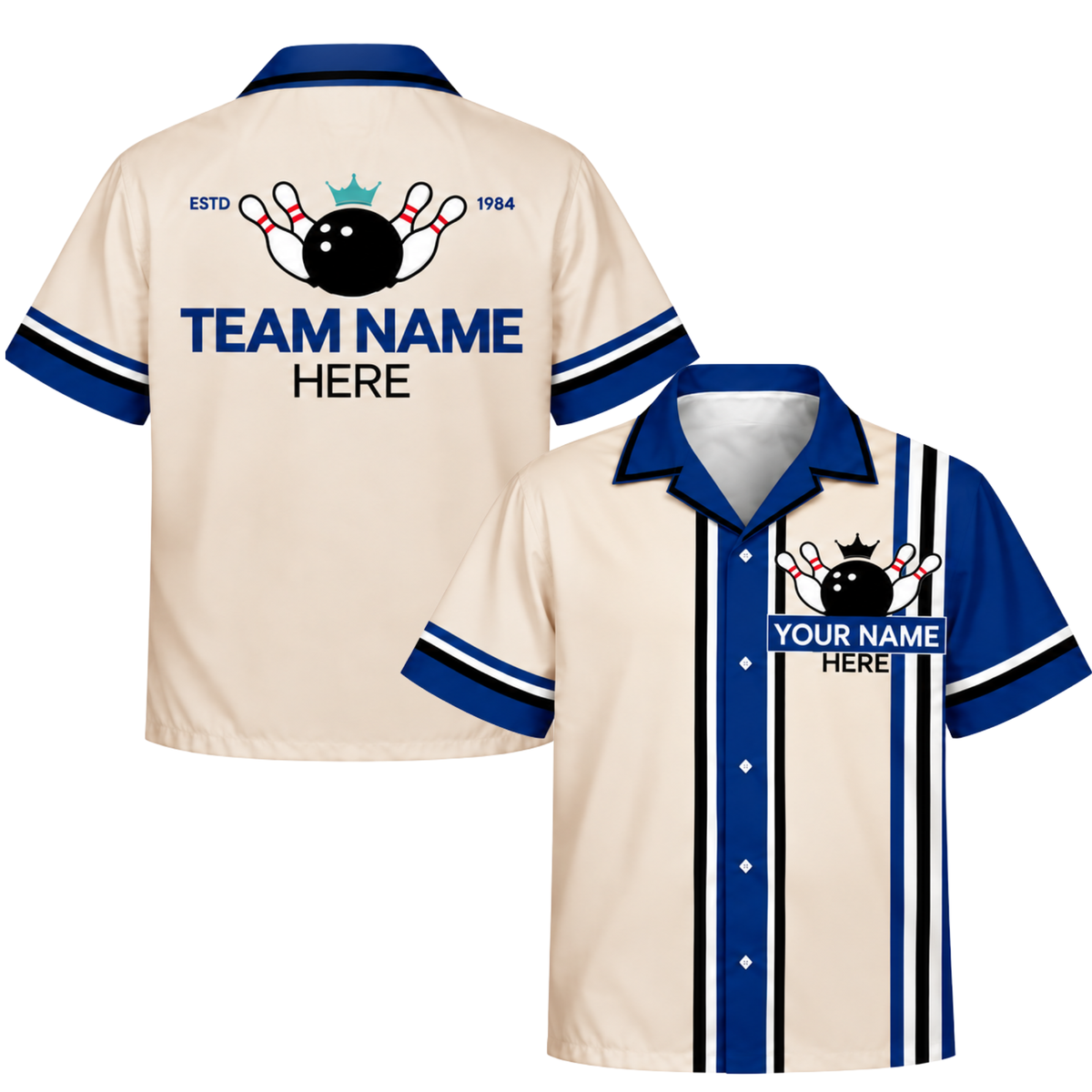 Custom Bowling Jersey Navy – Add Your Name and Team Name