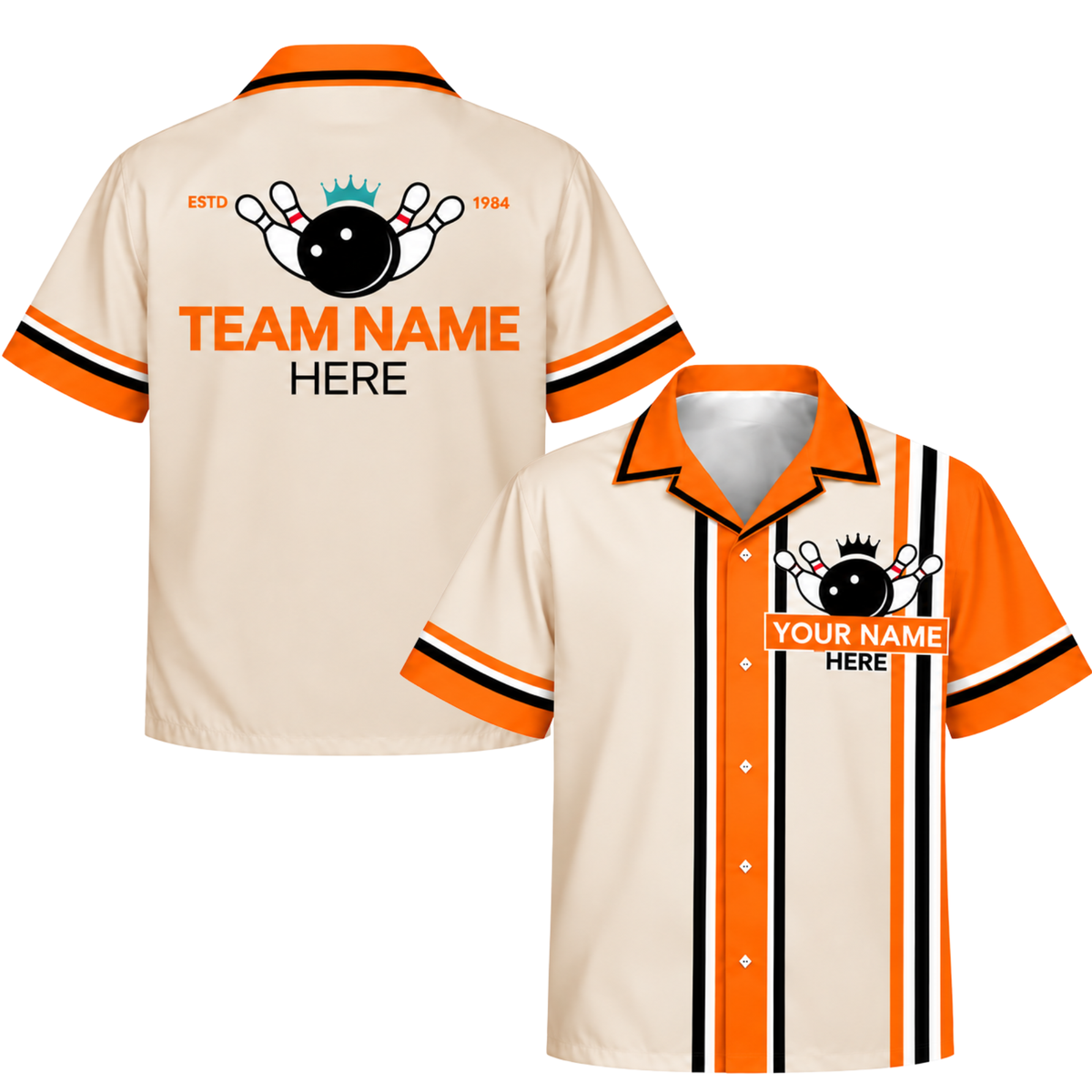 Custom Bowling Jersey Orange – Add Your Name and Team Name