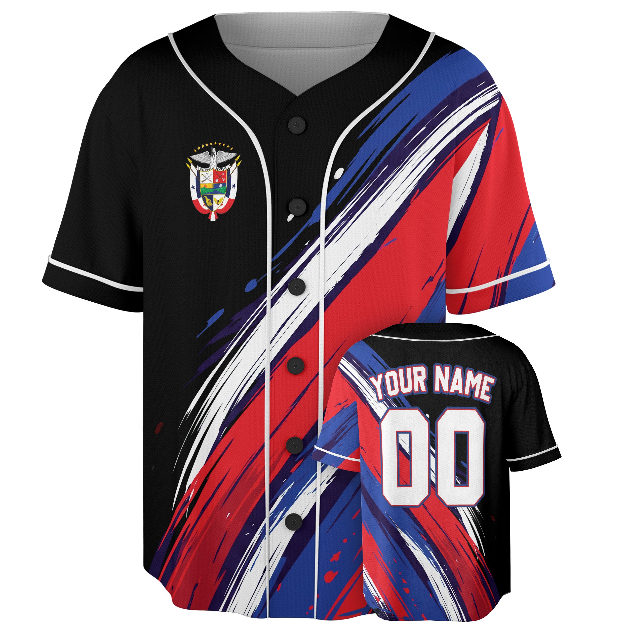 Custom Panama Baseball Jersey Panamanian Fan Abstract Brushstroke – Personalized Name Number