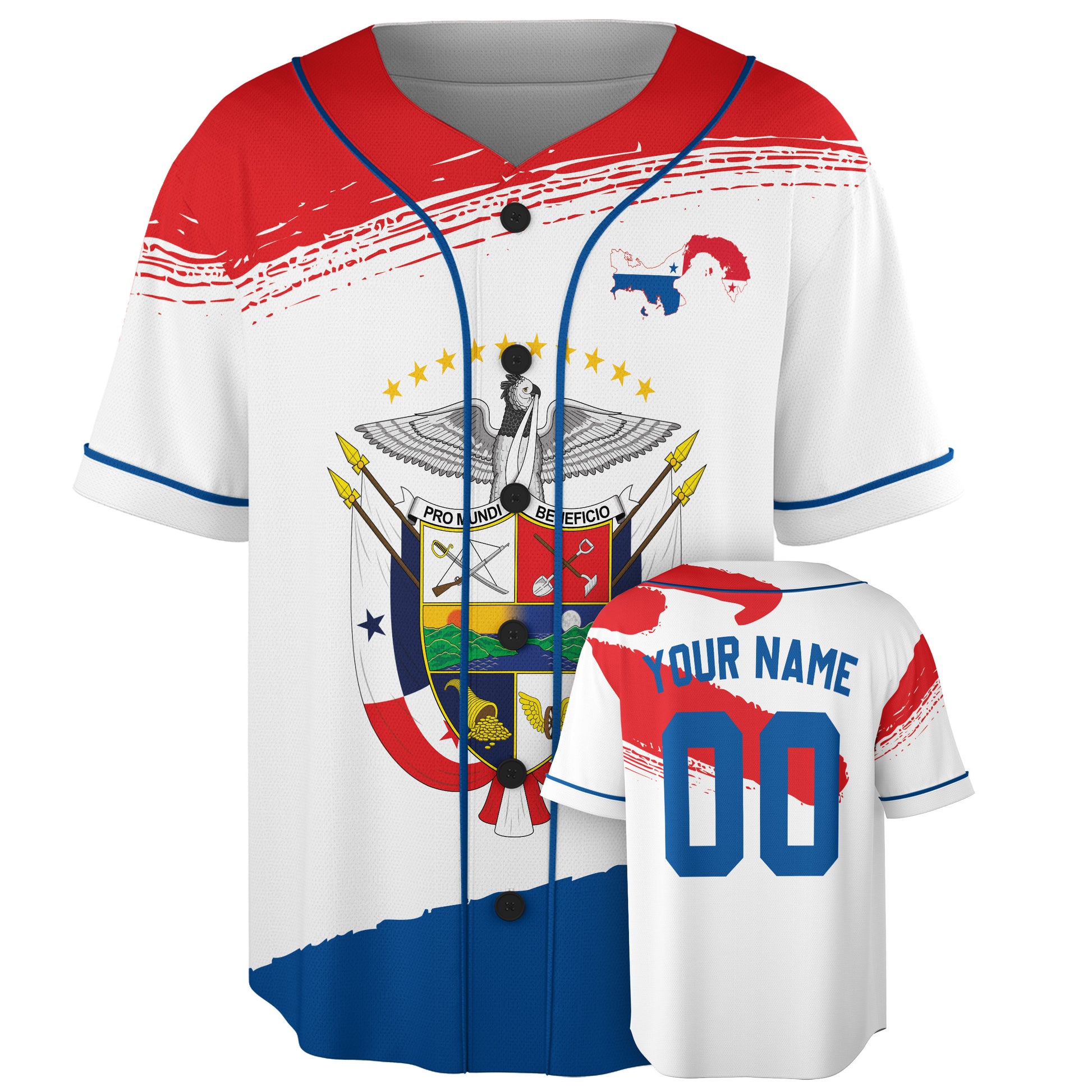 Custom Panama Baseball Jersey Panamanian Fan Brushstroke Crest – Personalized Name Number