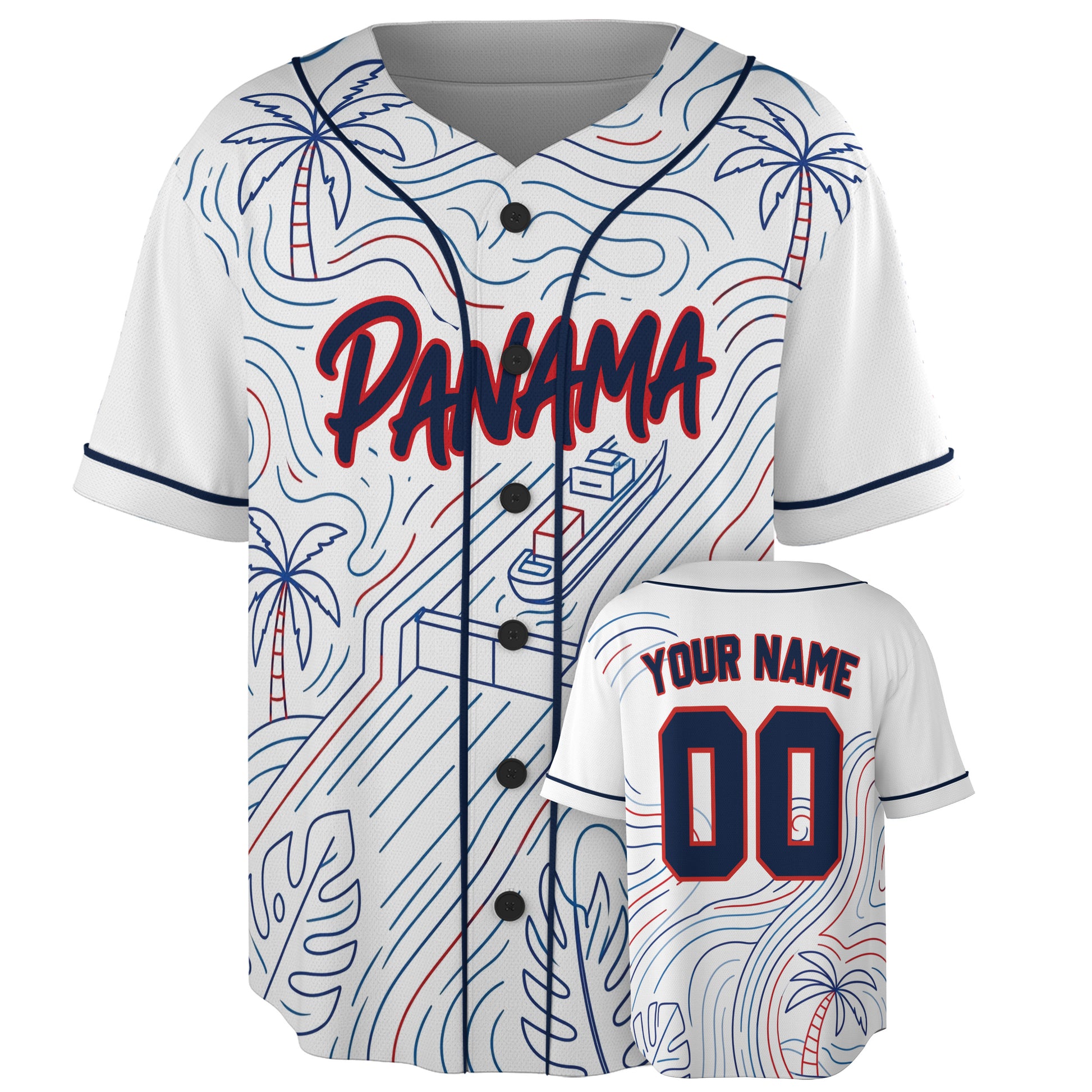 Custom Panama Baseball Jersey Panamanian Fan Canal Landscape – Personalized Name Number