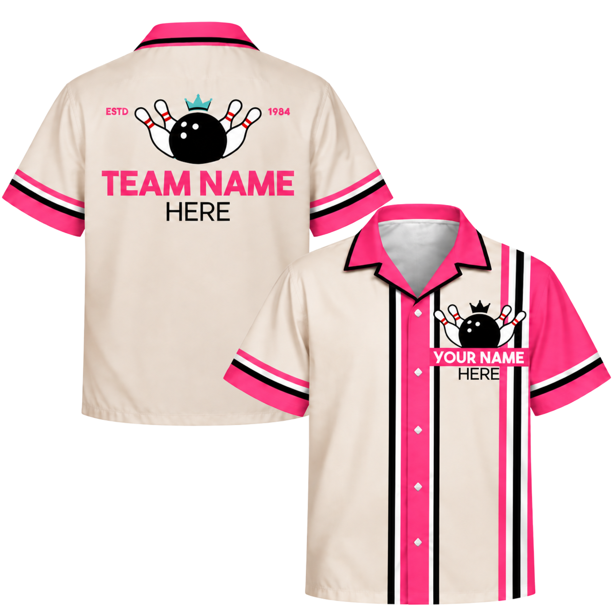 Custom Bowling Jersey Pink – Add Your Name and Team Name