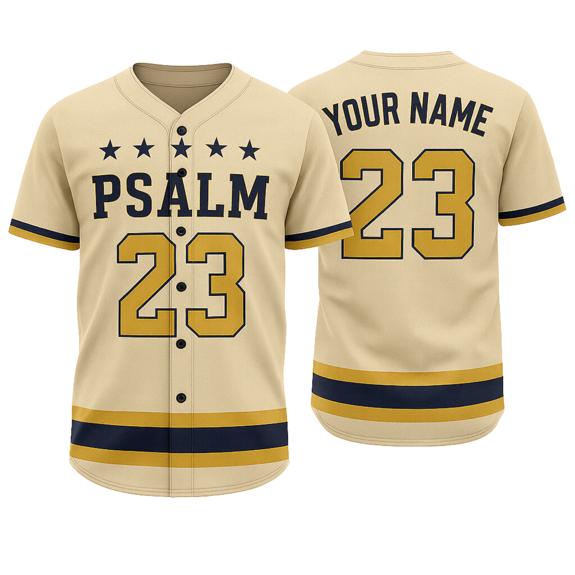 Custom Religious Psalm Baseball Jersey – Cream Christian Add Your Name