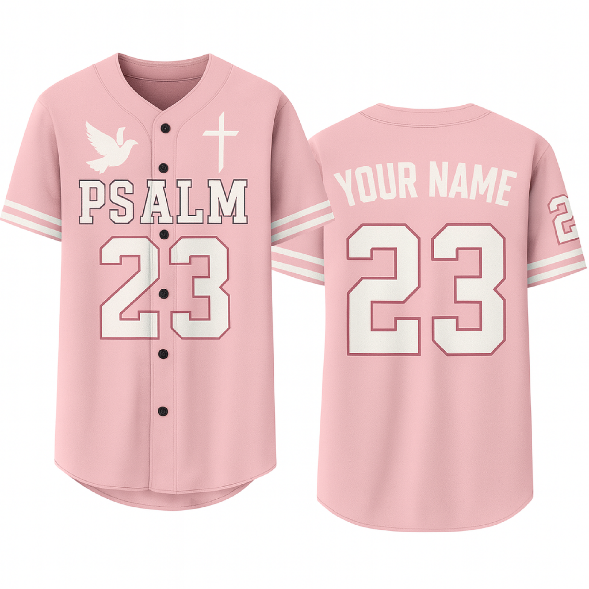 Custom Religious Psalm Baseball Jersey – Pink Christian Design Add Your Name