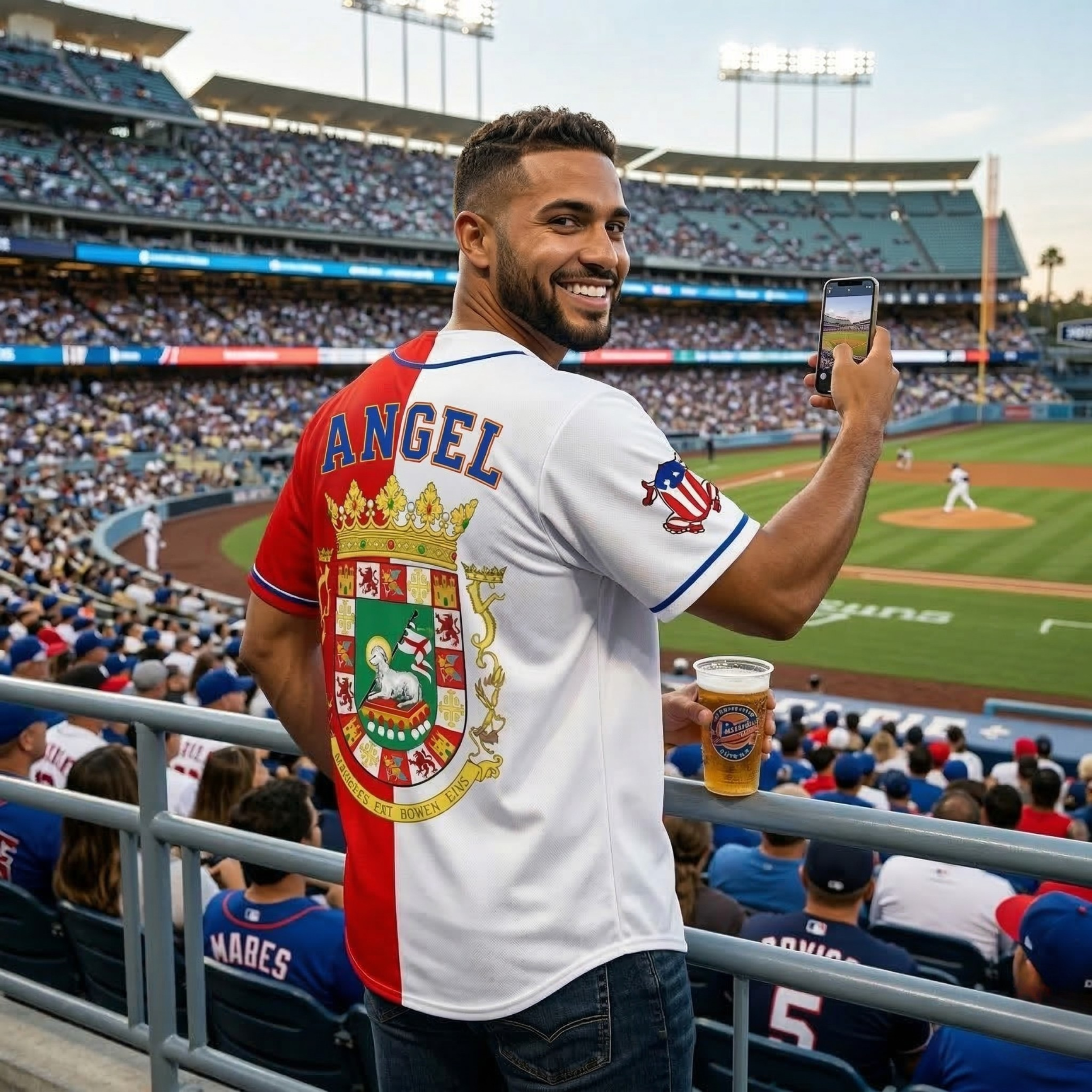 Custom Puerto Rico Baseball Jersey Red and White Split Design - Add Your Name