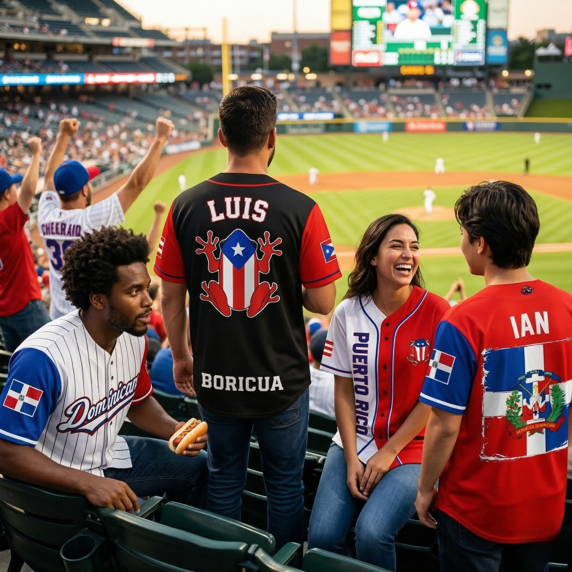 Custom Puerto Rico and Dominican Republic Baseball Jersey Black - Add Your Name and Number