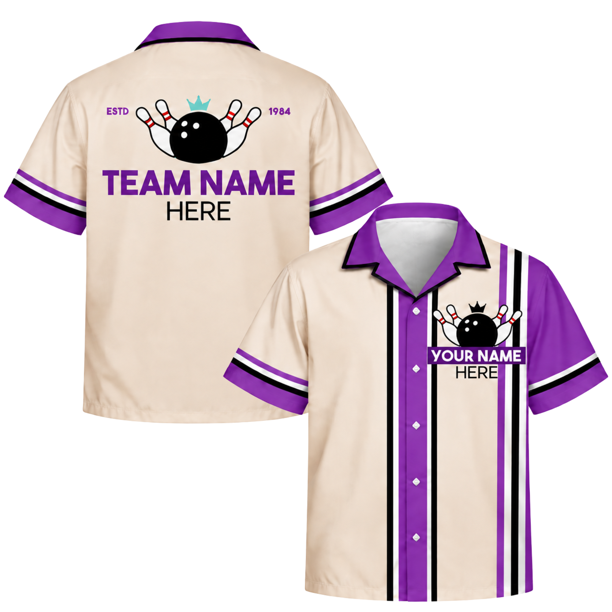 Custom Bowling Jersey Purple – Add Your Name and Team Name