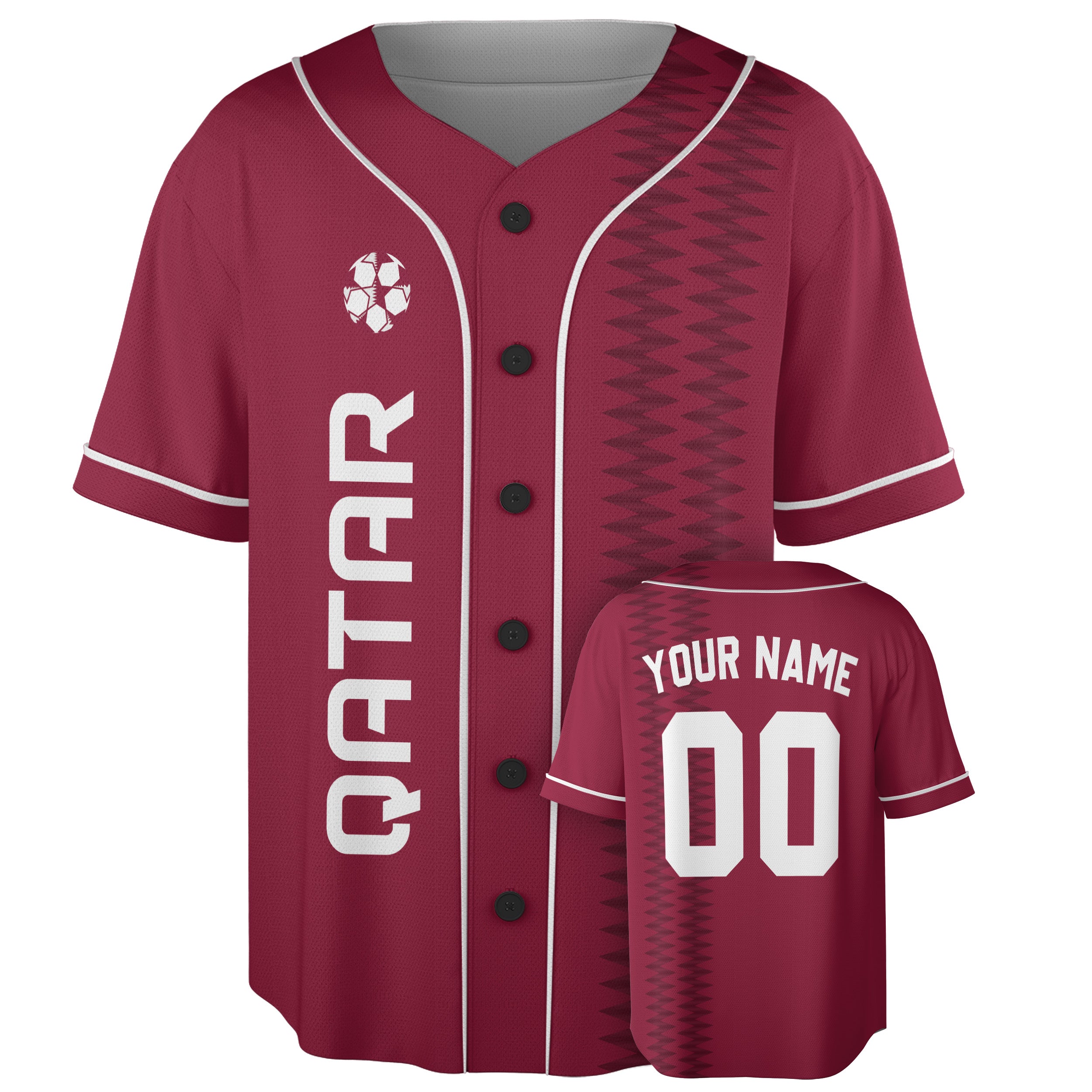 Custom Qatar Baseball Jersey Qatari Fan Serrated Pattern – Personalized Name Number