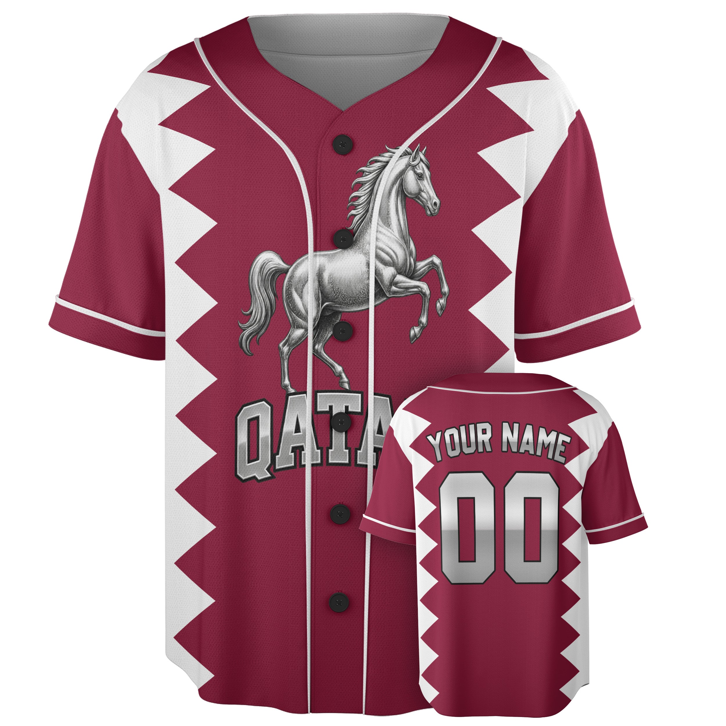 Custom Qatar Baseball Jersey Qatari Fan Horse – Personalized Name Number