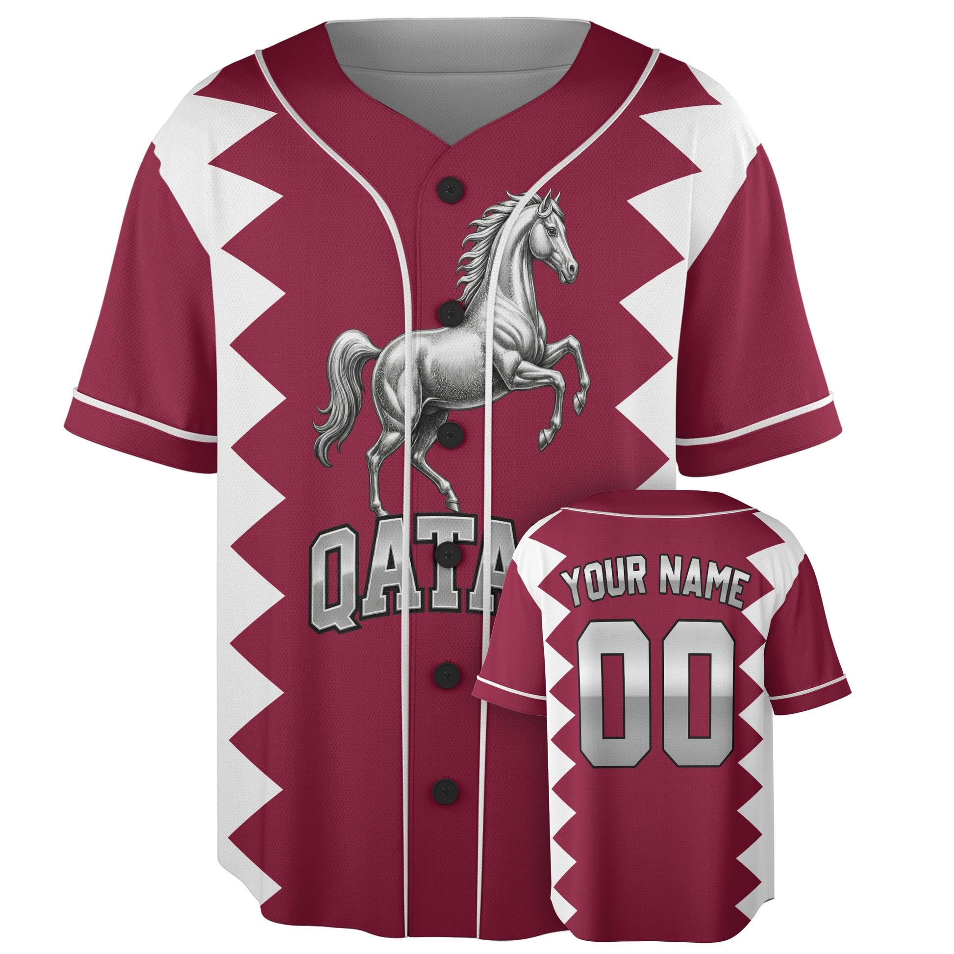 Custom Qatar Baseball Jersey Qatari Fan Horse – Personalized Name Number