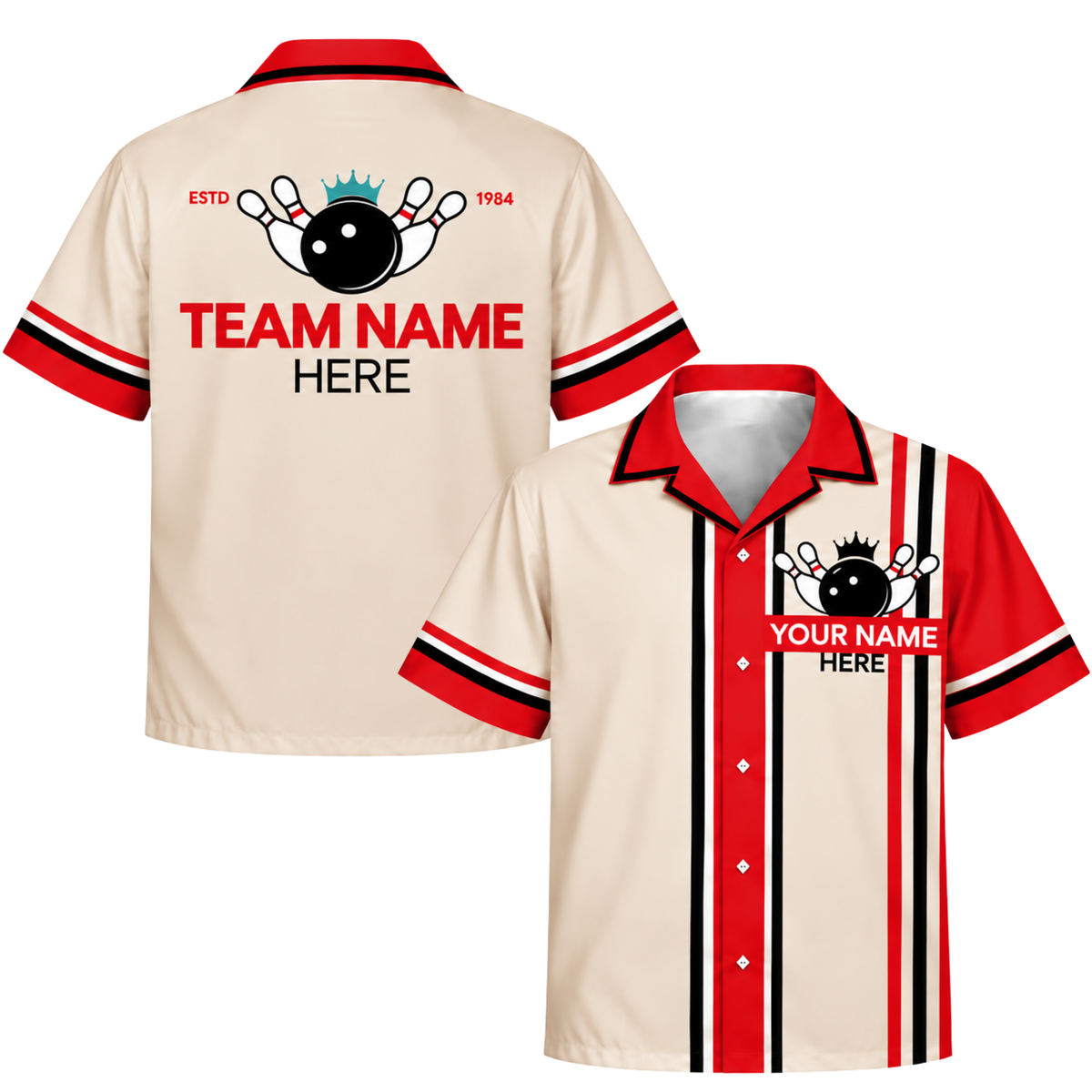 Custom Bowling Jersey Red – Add Your Name and Team Name