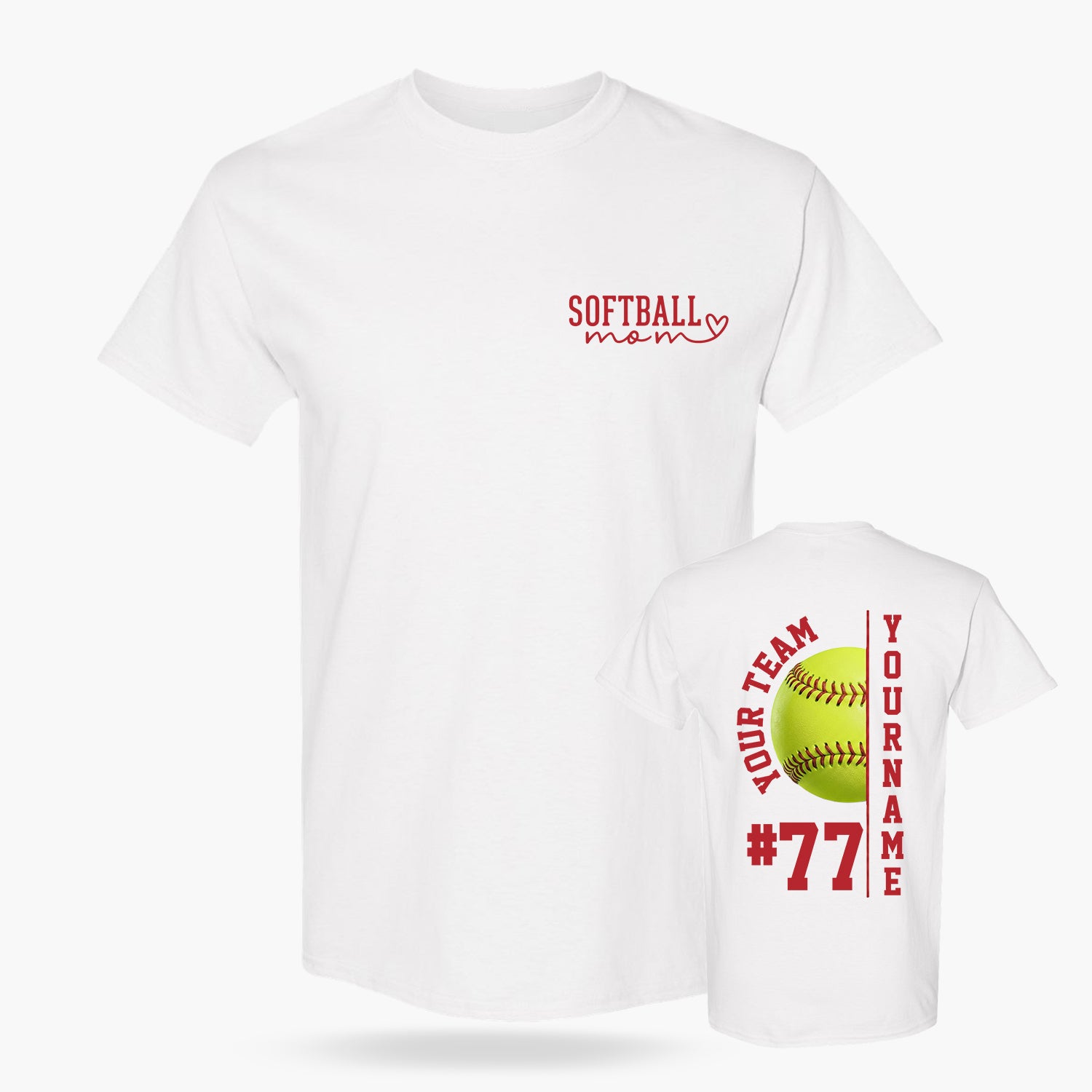 Custom T-Shirt Softball Mom White - Personalized Name Number