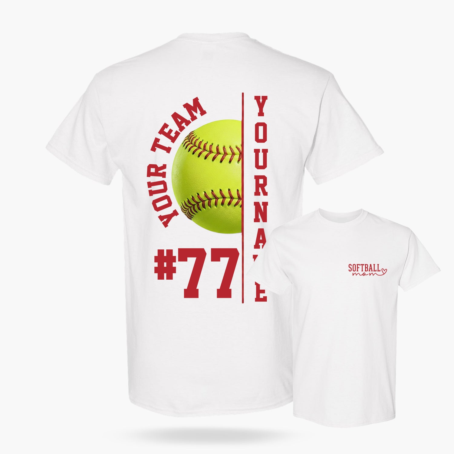 Custom T-Shirt Softball Mom White - Personalized Name Number