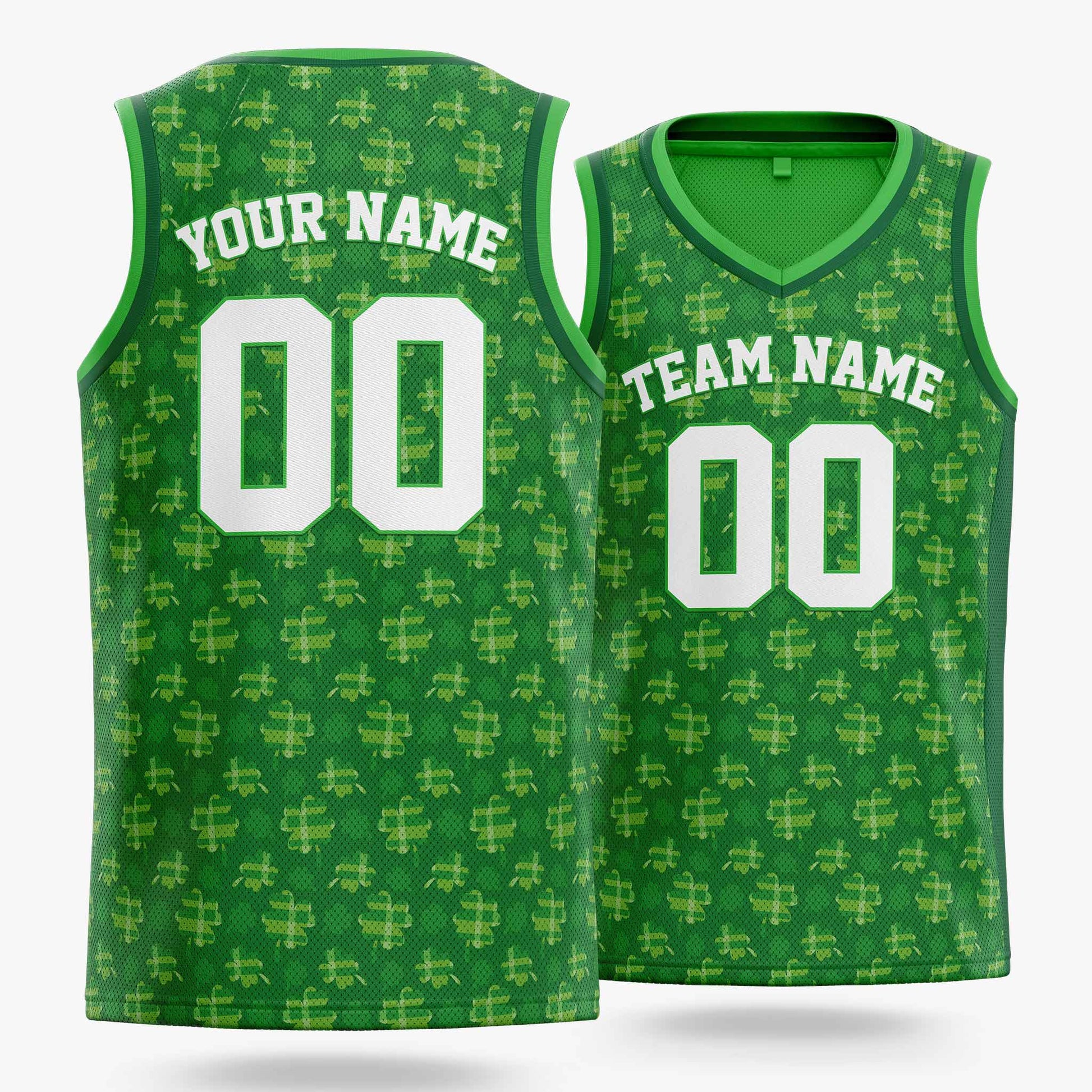 Custom St. Patrick's Day Basketball Jersey Dark Shamrock - Design Your Own