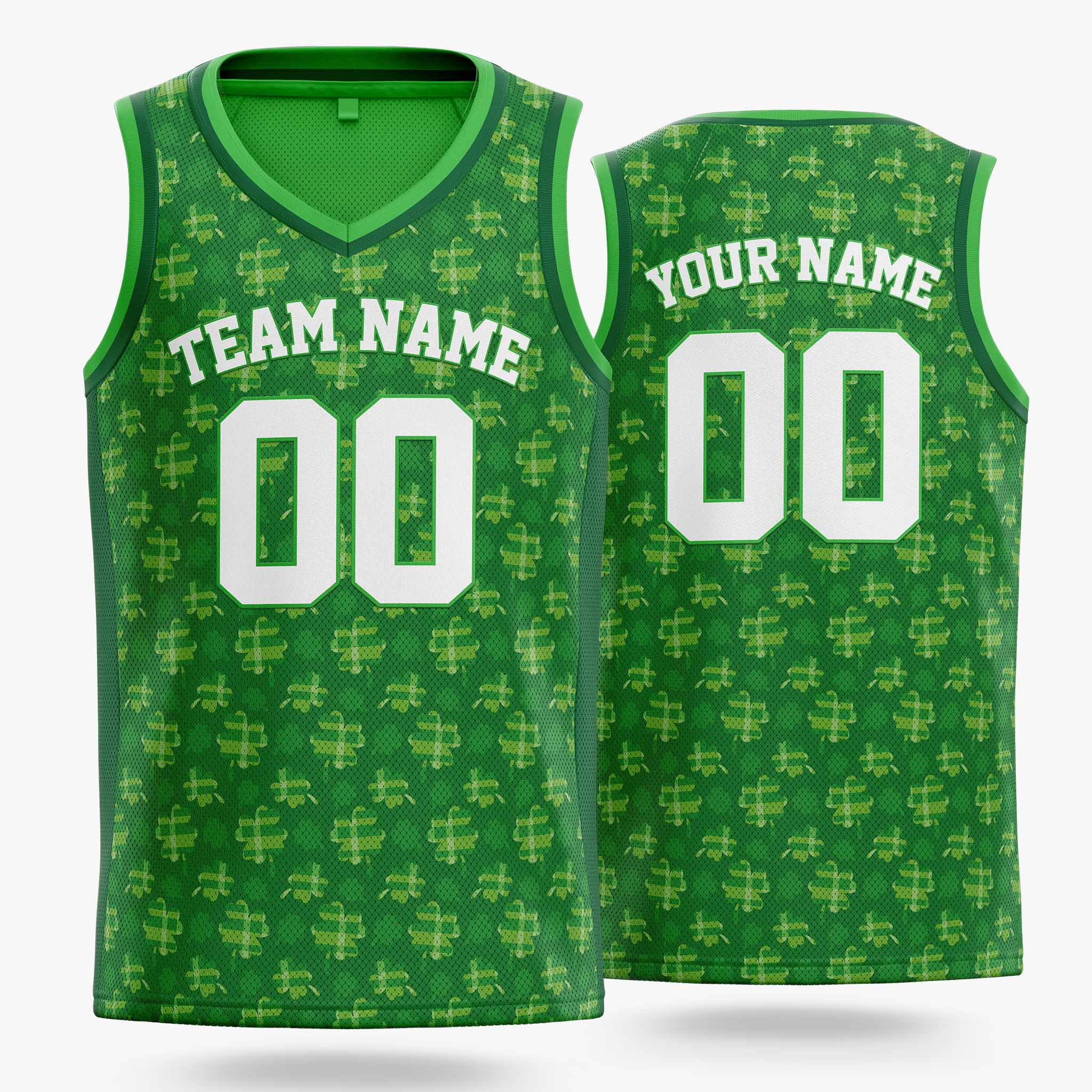 Custom St. Patrick's Day Basketball Jersey Dark Shamrock - Design Your Own