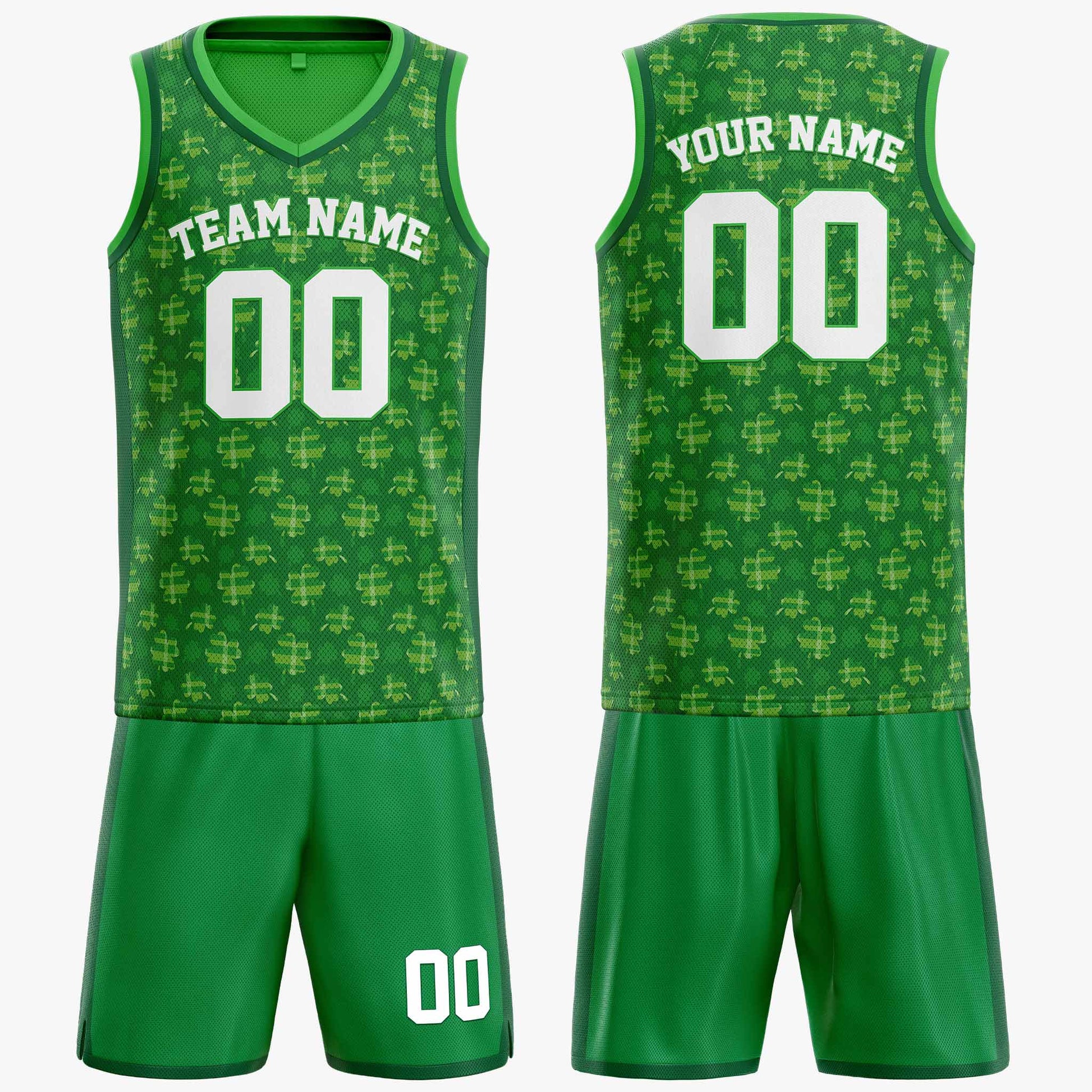Custom St. Patrick's Day Basketball Jersey Dark Shamrock - Design Your Own