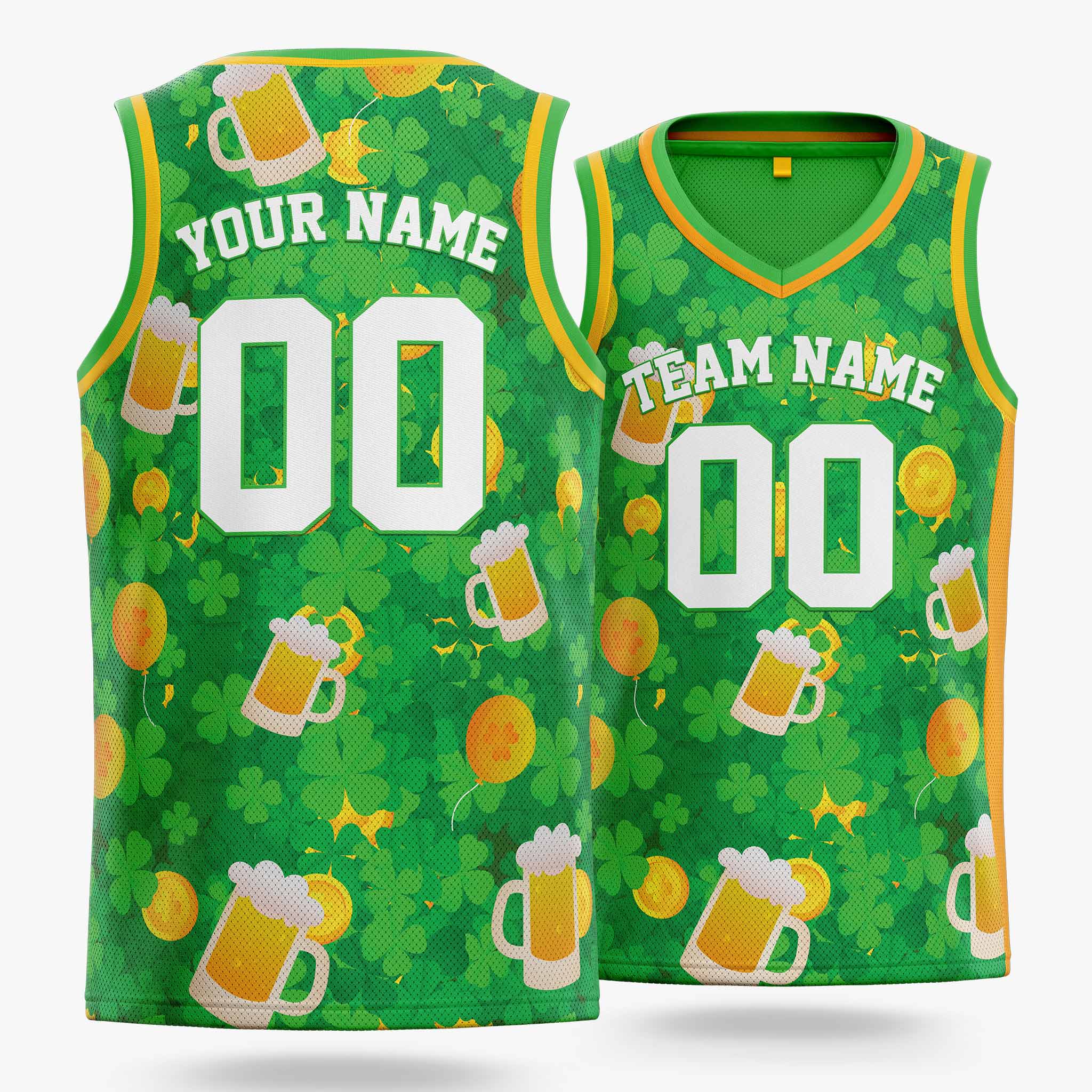 Custom St. Patrick's Day Basketball Jersey Lucky Gold - Design Your Own