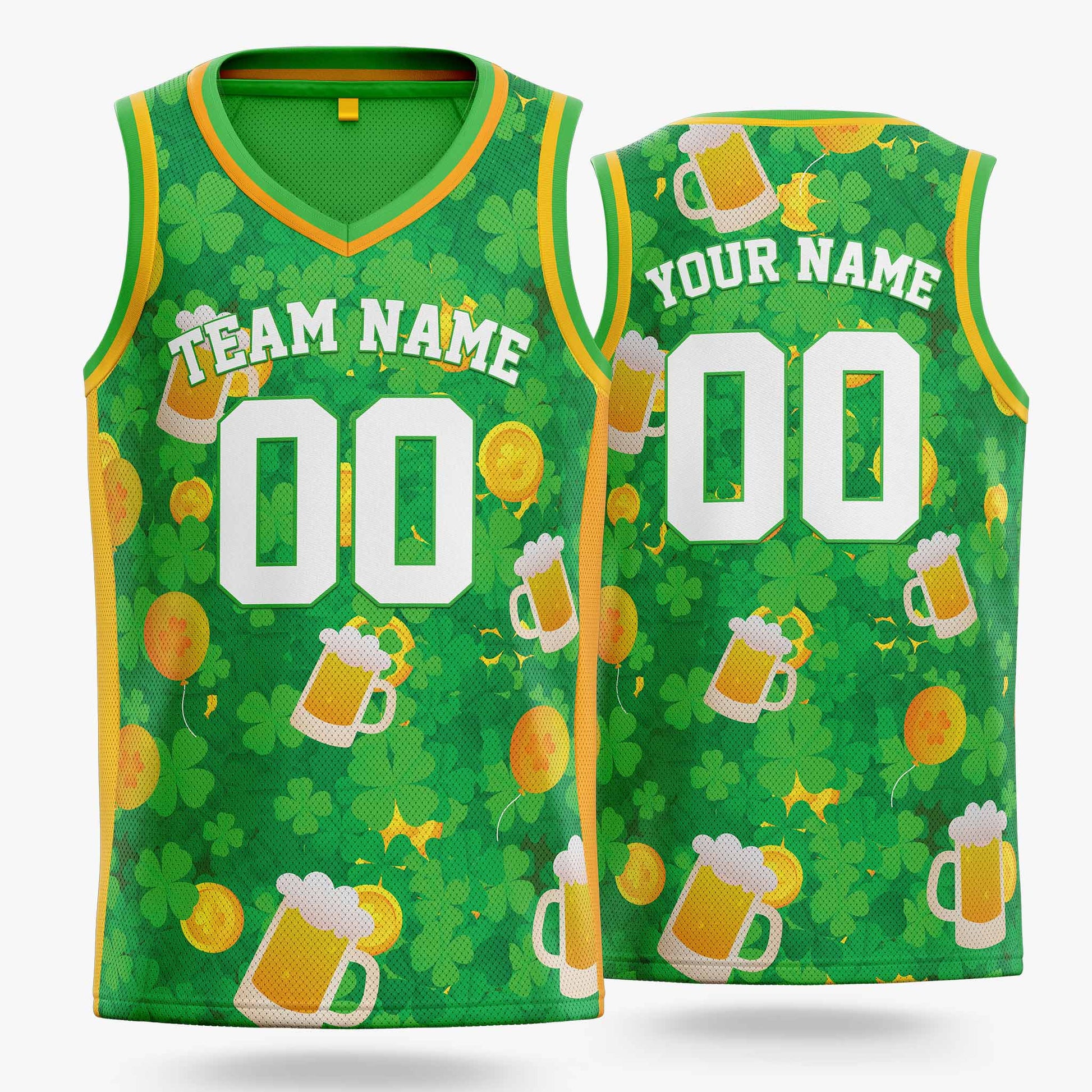 Custom St. Patrick's Day Basketball Jersey Lucky Gold - Design Your Own