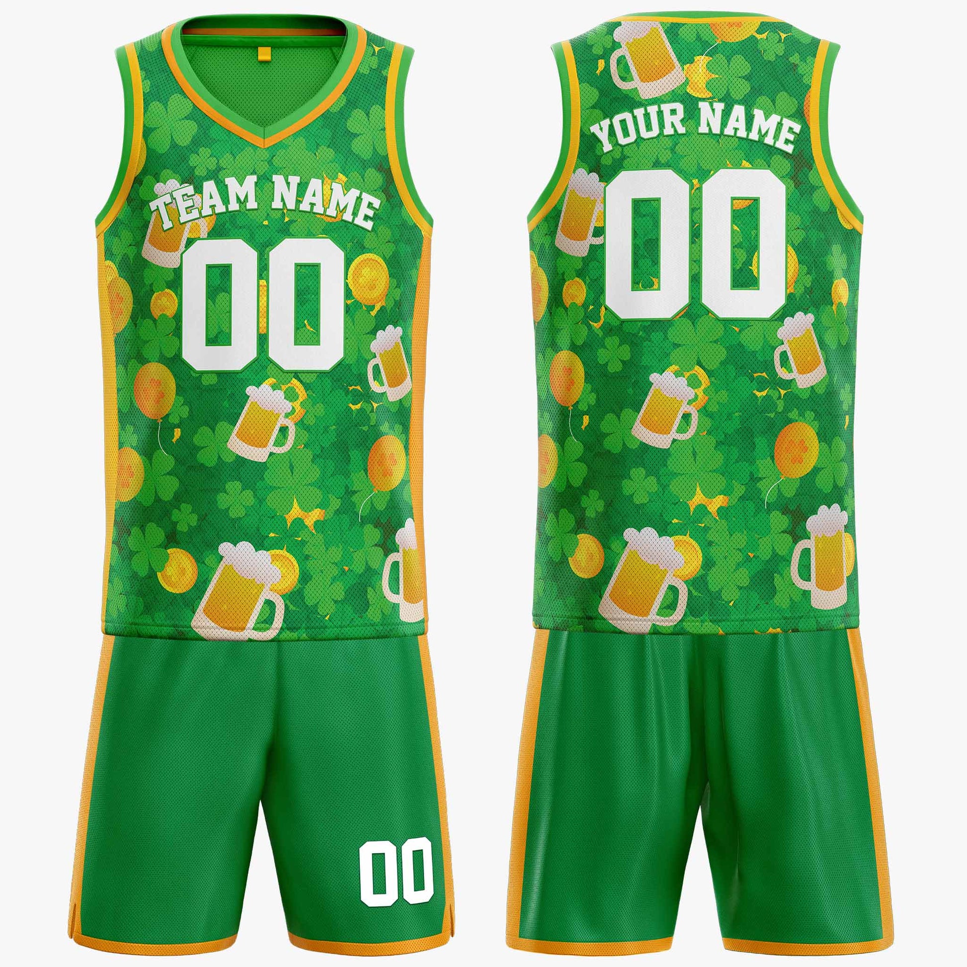 Custom St. Patrick's Day Basketball Jersey Lucky Gold - Design Your Own