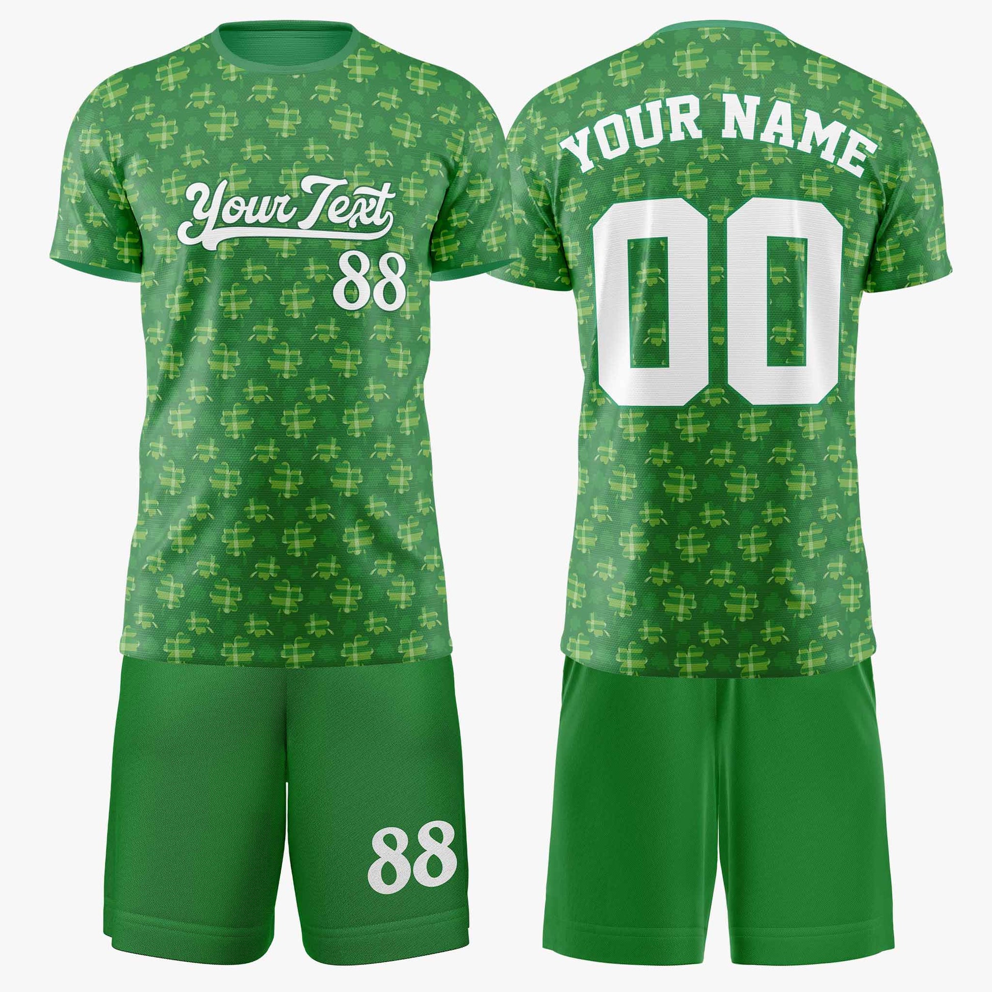 Custom St. Patrick's Day Soccer Jersey Dark Shamrock - Design Your Own