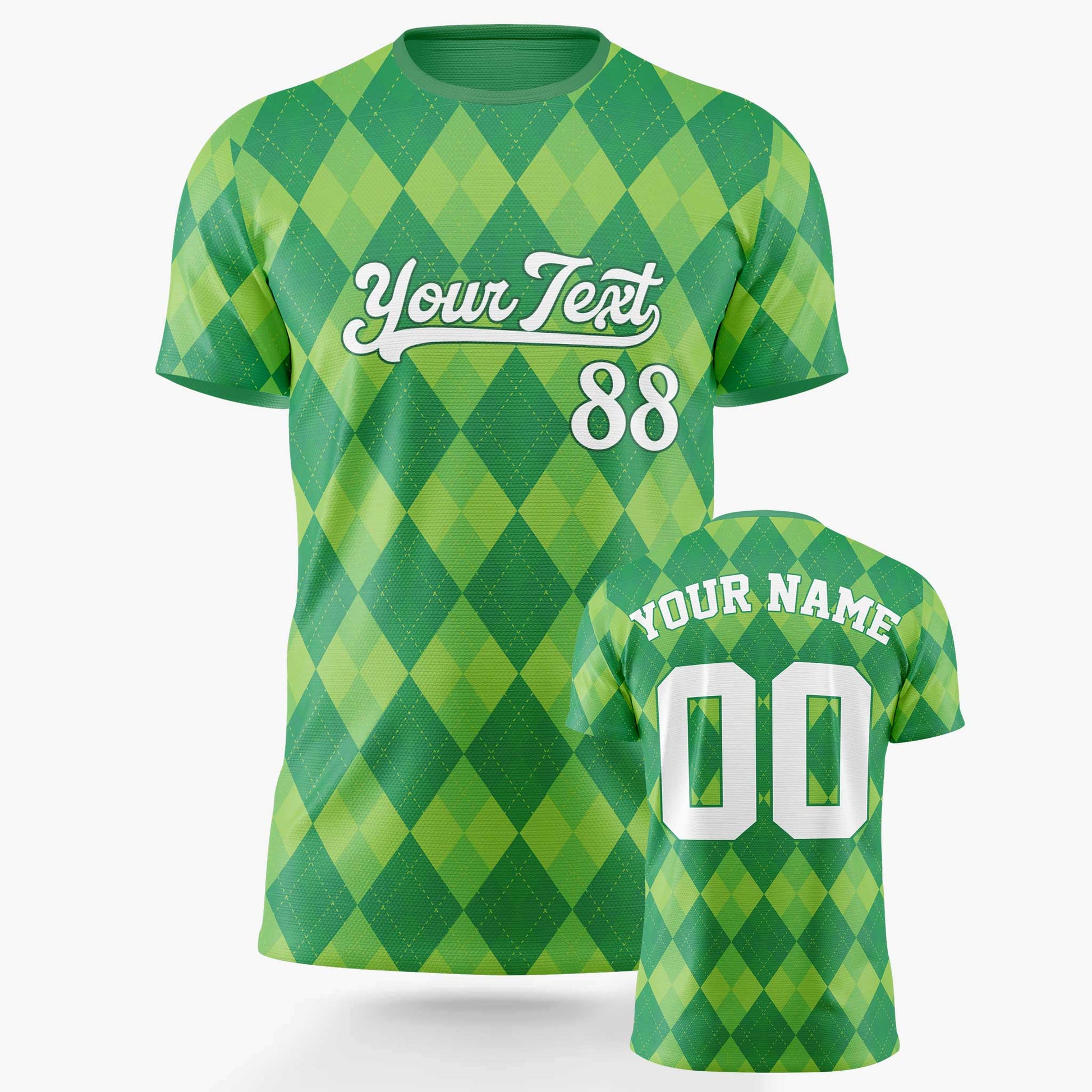 Custom St. Patrick's Day Soccer Jersey Emerald Argyle - Design Your Own