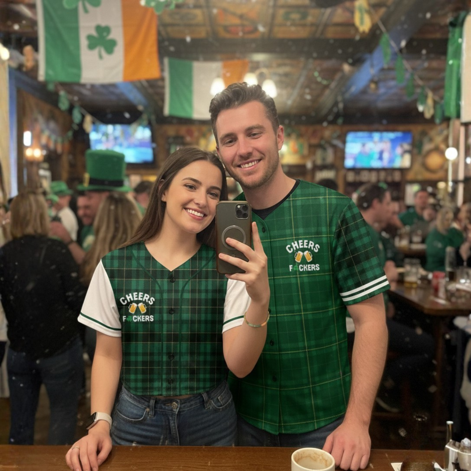 Custom St. Patrick's Day Women's Crop Baseball Jersey Shenanigans - Design Your Own