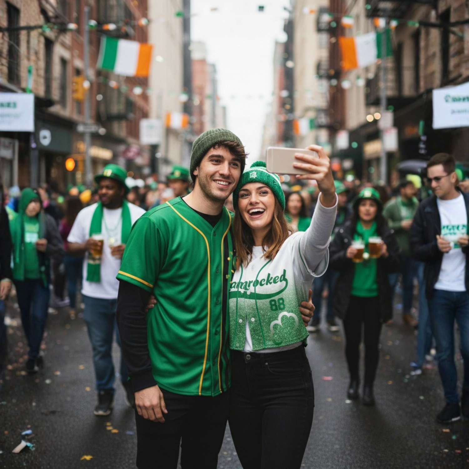 Custom St. Patrick's Day Women's Crop Baseball Jersey Shamrocked - Design Your Own