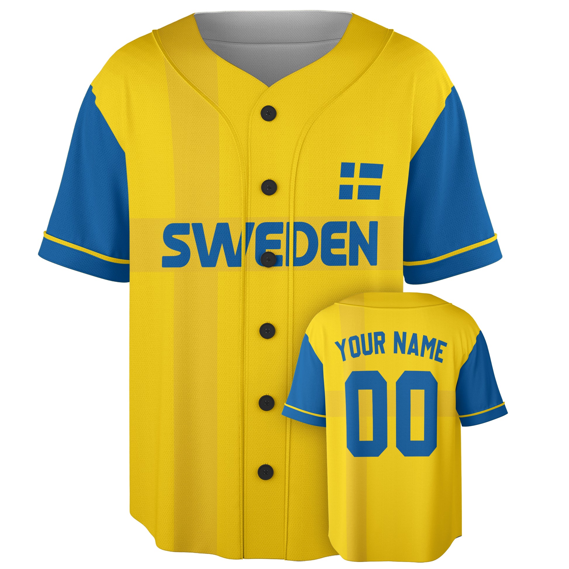 Custom Sweden Baseball Jersey Swedish Fan Nordic Cross – Personalized Name Number