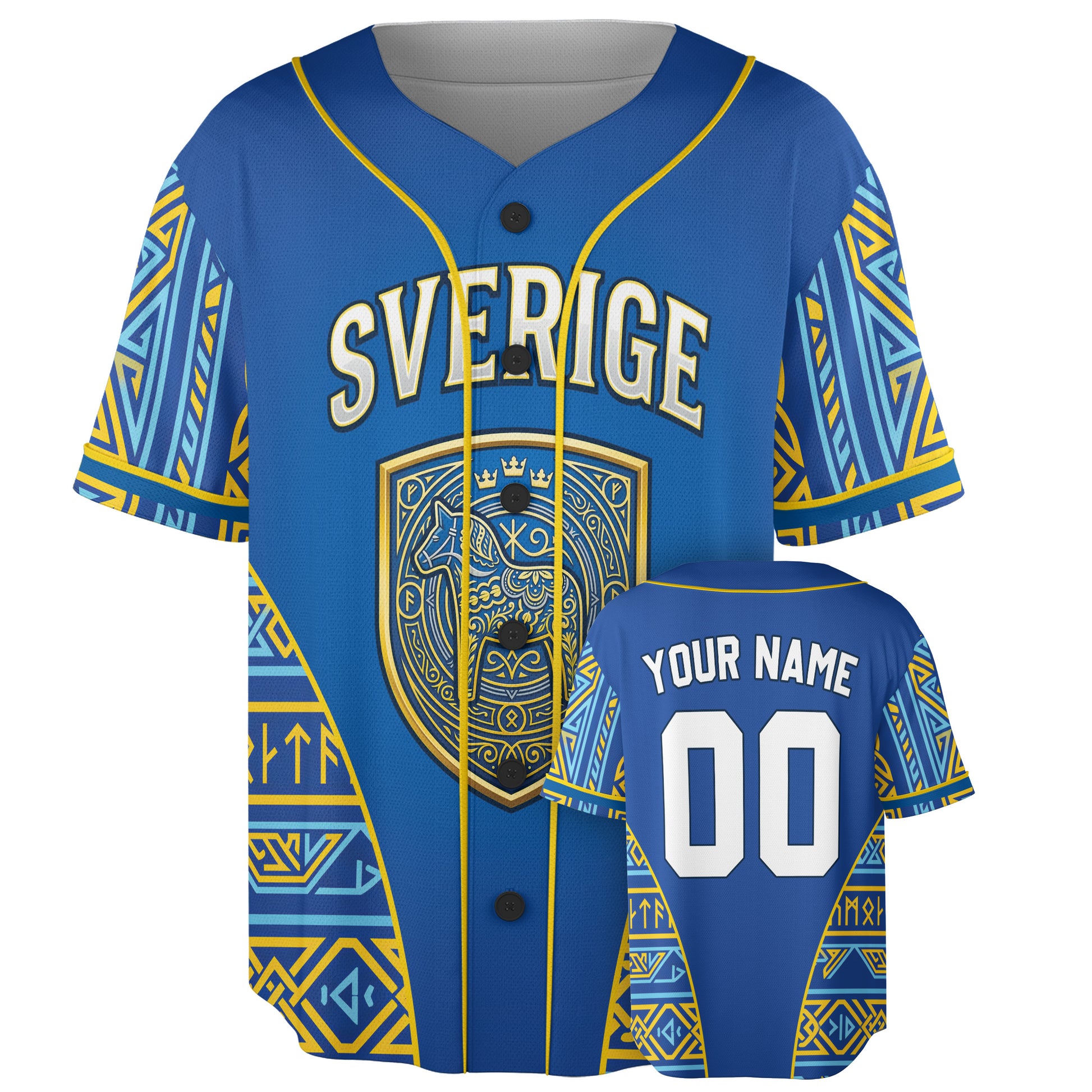 Custom Sweden Baseball Jersey Swedish Fan Dala Horse – Personalized Name Number