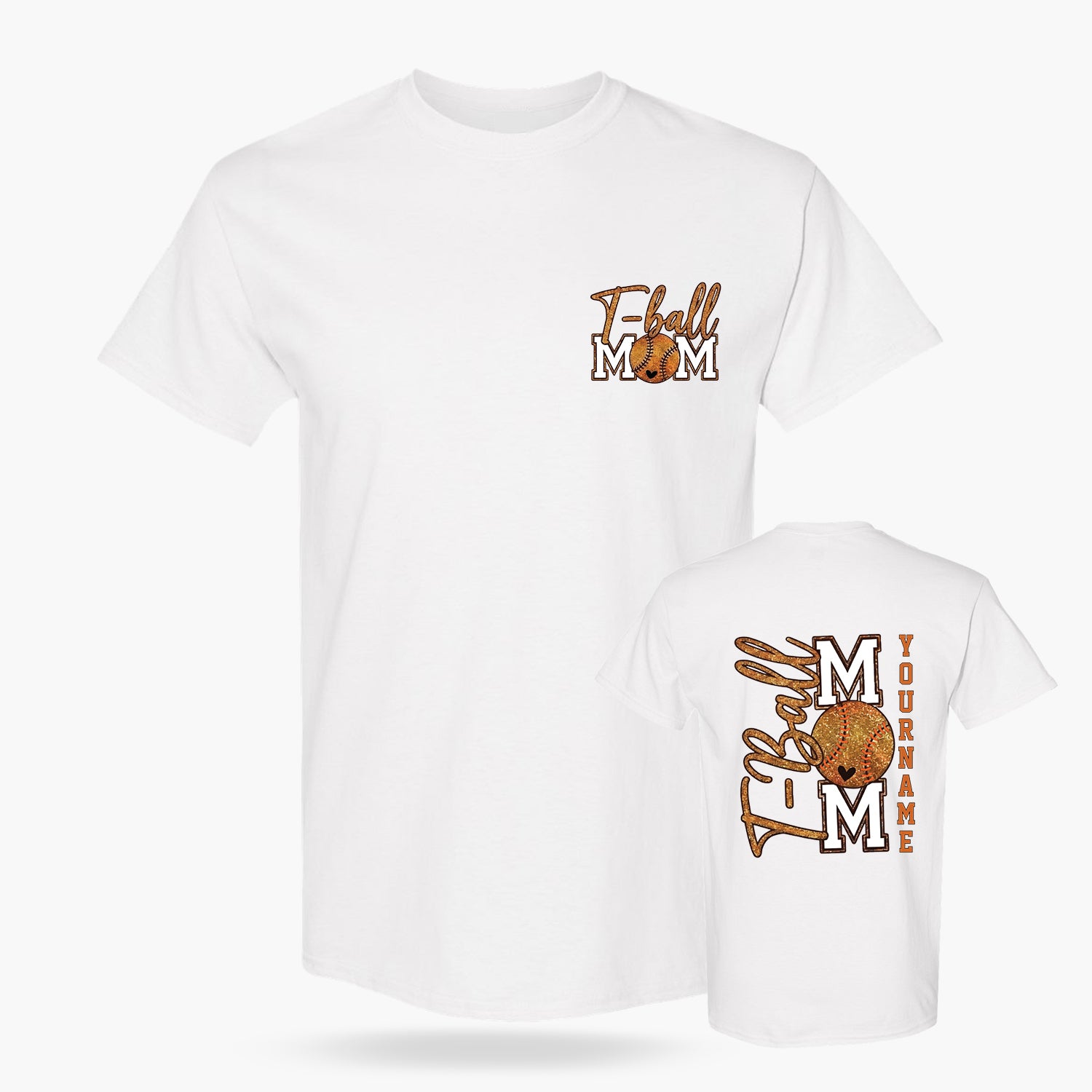 Custom T-Shirt Baseball T-Ball Mom White - Personalized Name