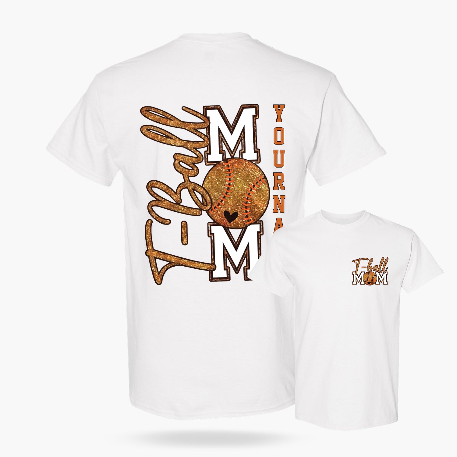 Custom T-Shirt Baseball T-Ball Mom White - Personalized Name