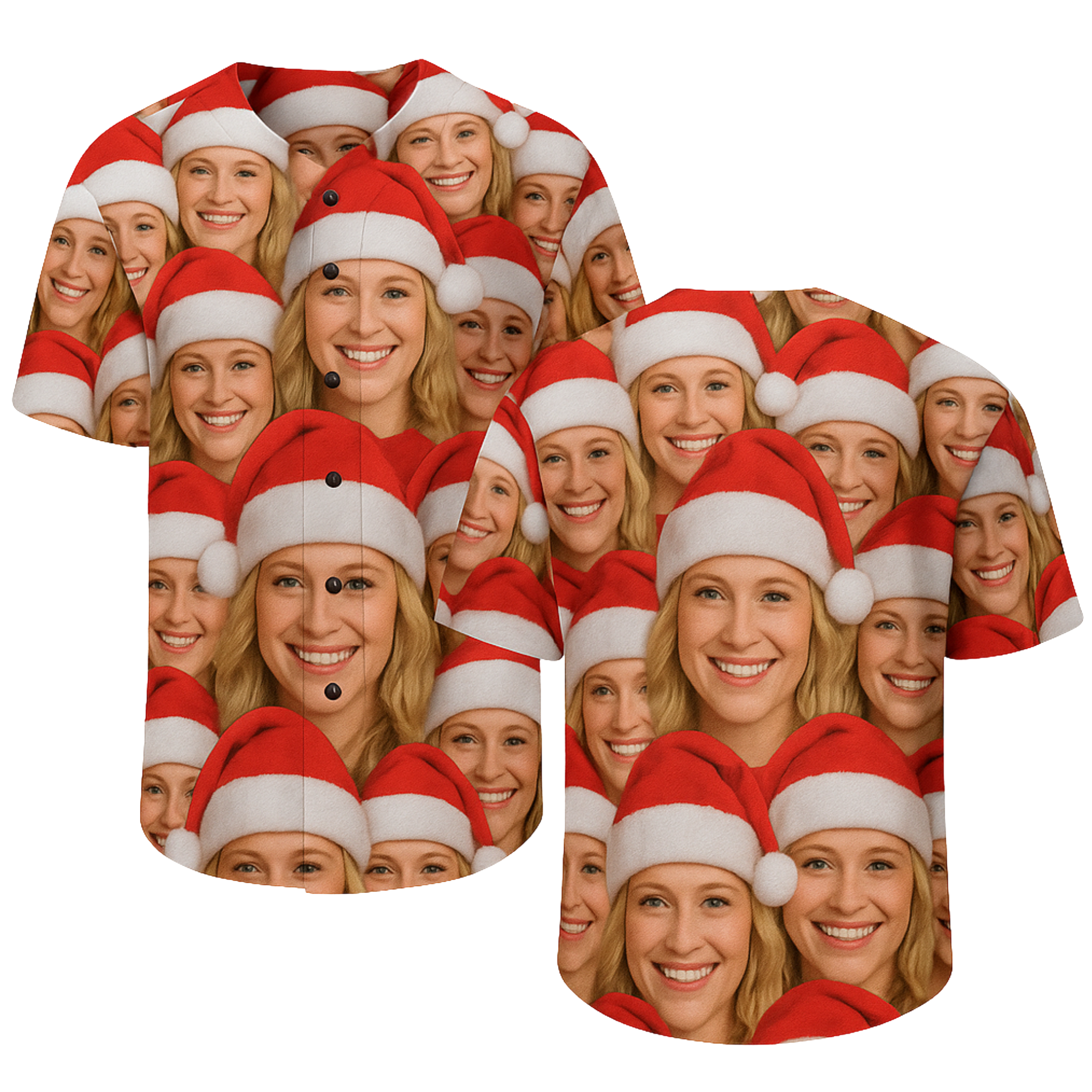 Custom Ugly Christmas Baseball Jersey Red with All Over Face  - Design Your Own