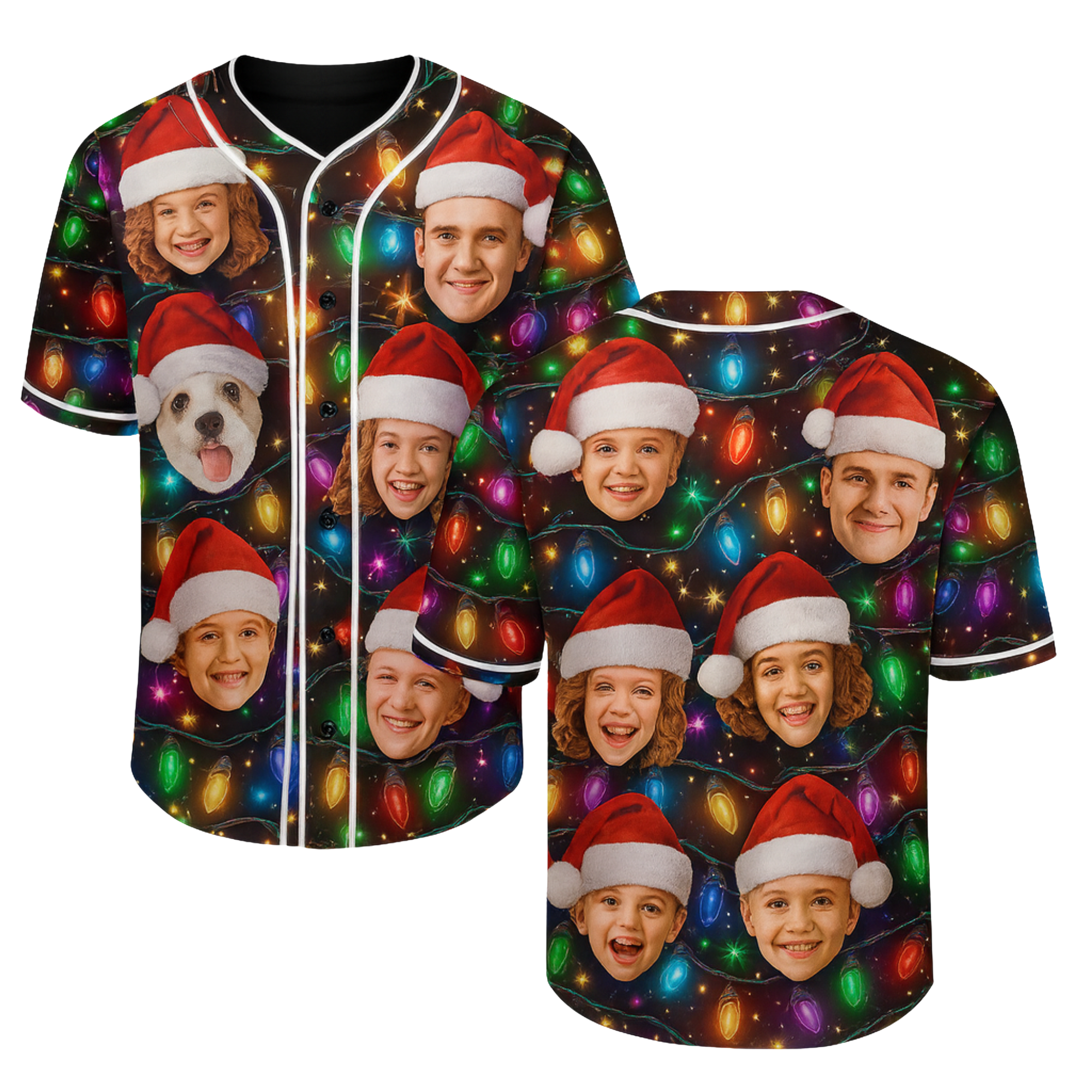 Custom Ugly Christmas Baseball Jersey Multicolored with Funny Face  - Design Your Own