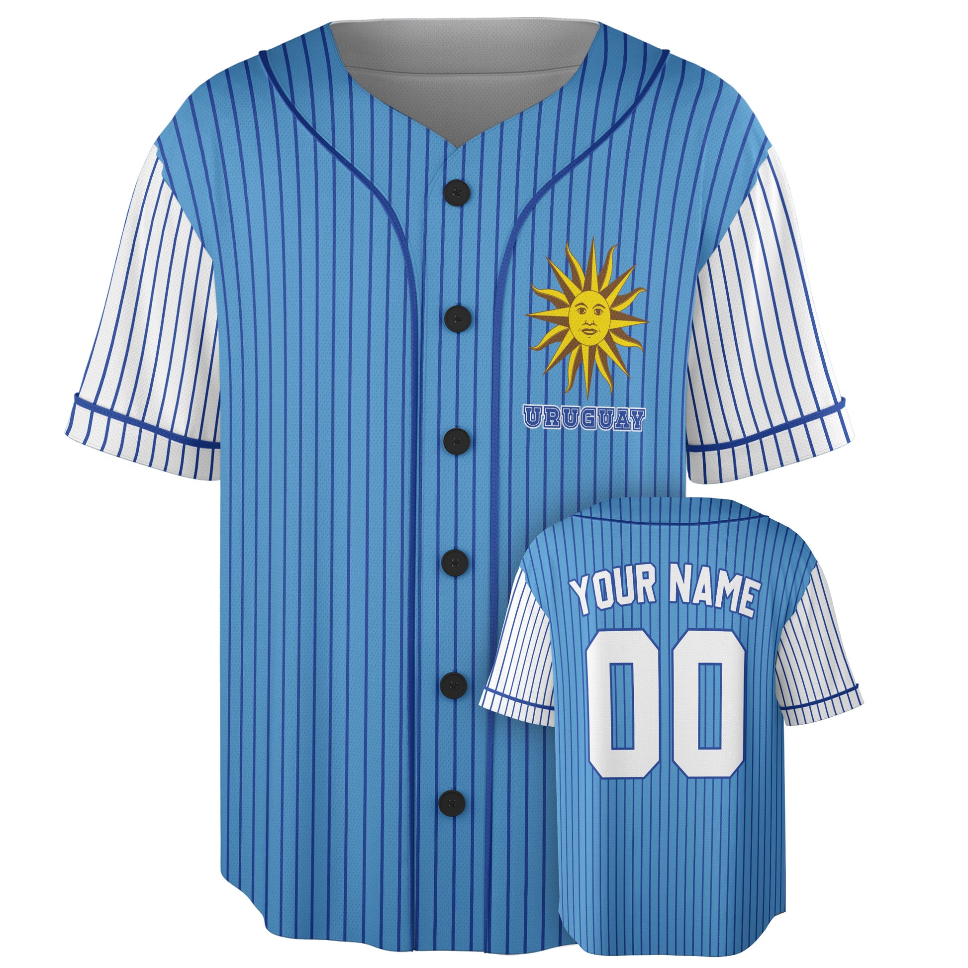 Custom Uruguay Baseball Jersey Uruguayan Fan Classic Pinstripe – Personalized Name Number