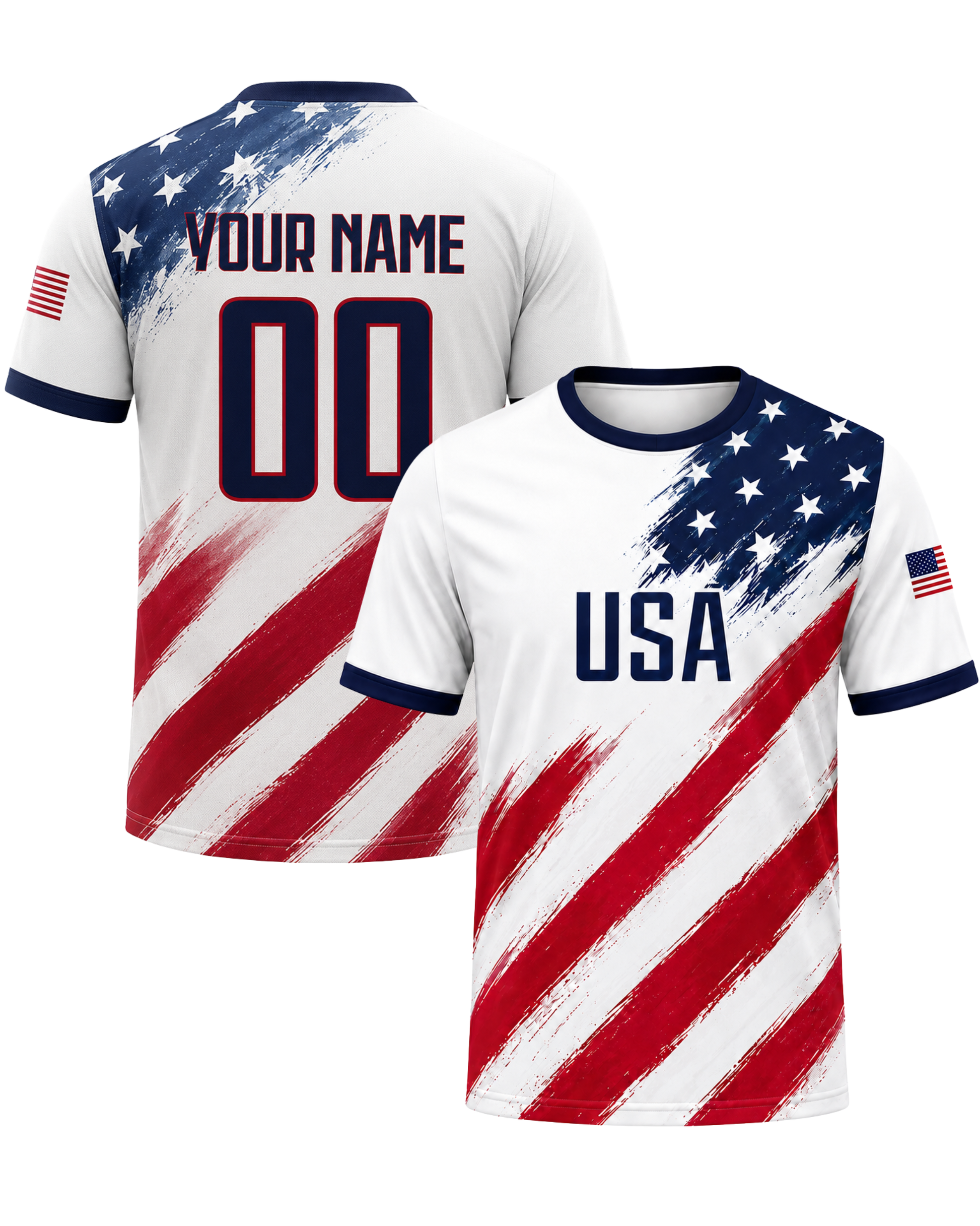 Custom USA Soccer Jersey American Fan Patriot Brushstrokes – Personalized Name Number