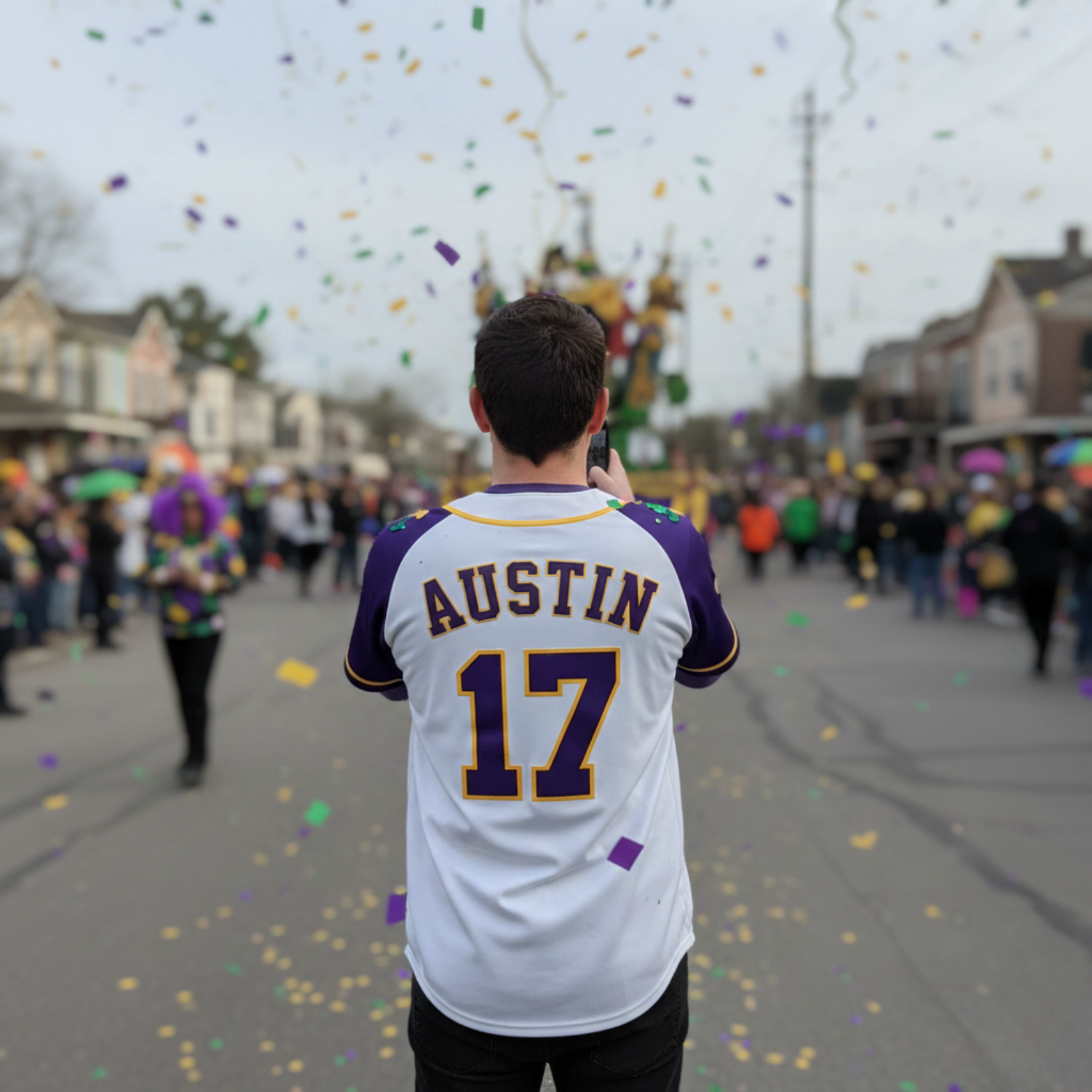 Custom Mardi Gras Baseball Jersey – Personalized Carnival Outfit – Add Your Name & Number